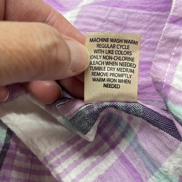 2X // Northcrest NWT Violet Plaid Long Sleeve Button Down Shirt - Picture 9 of 9